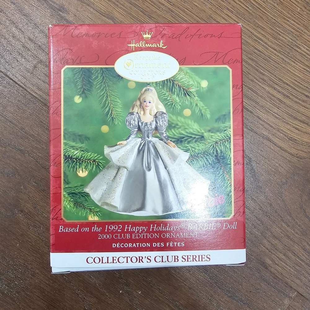 Hallmark Keepsake 2000 1992 Happy Holidays Barbie Ornament Collector Club